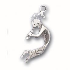 Charms. Sterling Silver, 13.5mm Width by 4.3mm Length by 30.6mm Height, Kokopelli Charm. Quantity Per Pack: 1 Piece.