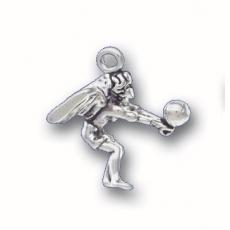 Charms. Sterling Silver, 17.5mm Width by 11.8mm Length by 19.1mm Height, Angel Playing Volleyball Charm. Quantity Per Pack: 1 Piece.