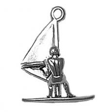 Charms. Sterling Silver, 17.4mm Width by 8.6mm Length by 22.7mm Height, Wind Surfer Charm. Quantity Per Pack: 1 Piece.