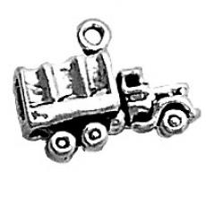 Charms. Sterling Silver, 15.1mm Width by 6.3mm Length by 11.2mm Height, Army Transport Vehicle Charm. Quantity Per Pack: 1 Piece.