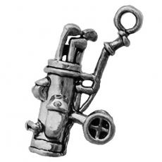 Charms. Sterling Silver, 12.9mm Width by 10.6mm Length by 23.5mm Height, Golf Cart Charm. Quantity Per Pack: 1 Piece.