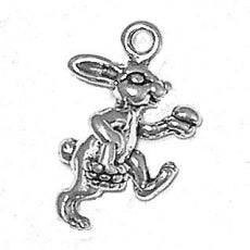 Charms. Sterling Silver, 10.6mm Width by 6.8mm Length by 15.4mm Height, Easter Bunny Charm. Quantity Per Pack: 1 Piece.