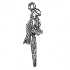 Charms. Sterling Silver, 6.4mm Width by 6.1mm Length by 25.0mm Height, Parrot Charm. Quantity Per Pack: 1 Piece.