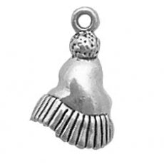 Charms. Sterling Silver, 9.9mm Width by 3.8mm Length by 16.4mm Height, Ski Cap Charm. Quantity Per Pack: 1 Piece.