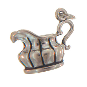 Sterling Silver, 18.3mm Width by 13.4mm Length by 15.4mm Height, Creamer / Pitcher Charm. Quantity Per Pack: 1 Piece.