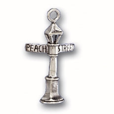 Charms. Sterling Silver, 16.4mm Width by 12.7mm Length by 28.1mm Height, "Peace Street" Sign Charm. Quantity Per Pack: 1 Piece