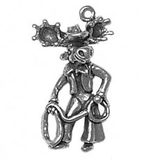 Charms. Sterling Silver, 16.6mm Width by 8.9mm Length by 27.81mm Height, Cowboy Moose Charm. Quantity Per Pack: 1 Piece.