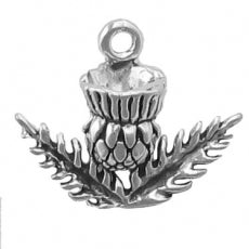 Charms. Sterling Silver, 19.0mm Width by 7.3mm Length by 15.7mm Height, Thisle Charm. Quantity Per Pack: 1 Piece.