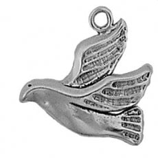 Charms. Sterling Silver, 19.0mm Width by 2.7mm Length by 19.0mm Height, Dove Charm. Quantity Per Pack: 1 Piece.