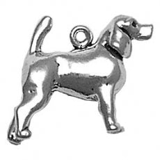 Charms. Sterling Silver, 18.6mm Width by 9.2mm Length by 17.2mm Height, Spaniel Dog Charm. Quantity Per Pack: 1 Piece.