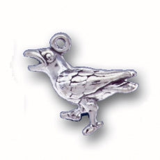 Charms. Sterling Silver, 18.5mm Width by 7.4mm Length by 14.1mm Height, Raven Charm. Quantity Per Pack: 1 Piece.