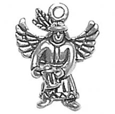 Charms. Sterling Silver, 14.2mm Width by 4.6mm Length by 17.8mm Height, Native Angel Charm. Quantity Per Pack: 1 Piece.