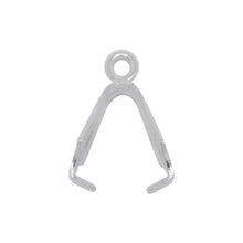 Load image into Gallery viewer, Bails. Sterling Silver 7.6mm Height by 8.5mm Width, Pinch Bail with 23.0 Gauge 2.4mm Closed Ring at the top. Quantity per pack - 10 Pieces.
