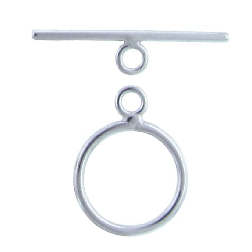 Sterling Silver, 9.9mm Width by 1.1mm Length by 13.5mm Height, Plain Circle Toggle Clasp Ring and 16.7mm Width by 1.1mm Length, Plain Toggle Clasp Bar. Quantity Per Pack: 2 Pairs.