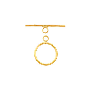 Sterling Silver Gold Plated, 11.9mm Width by 1.1mm Length by 16.1mm Height, Plain Circle Toggle Clasp Ring and 18.5mm Width by 1.1m Length, Plain Toggle Clasp Bar. Quantity Per Pack: 2 Pairs.