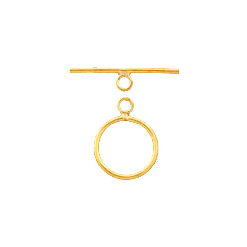 Sterling Silver Gold Plated, 11.9mm Width by 1.1mm Length by 16.1mm Height, Plain Circle Toggle Clasp Ring and 18.5mm Width by 1.1m Length, Plain Toggle Clasp Bar. Quantity Per Pack: 2 Pairs.