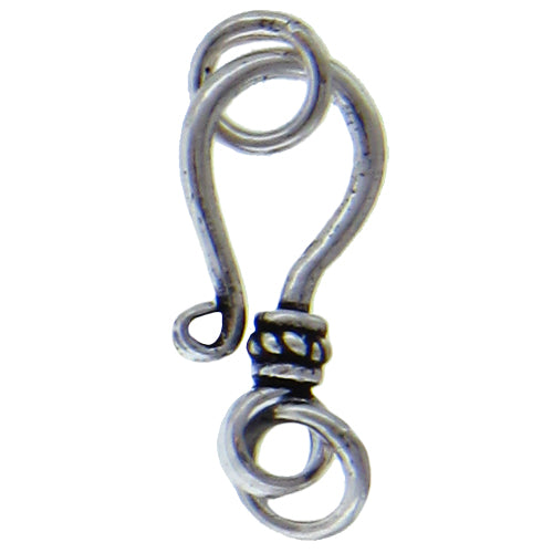 Sterling Silver Oxidized, 16.1mm Width by 3.5mm Length by 8.0mm Height, Fancy J Hook Clasp. Quantity Per Pack: 2 Pairs.