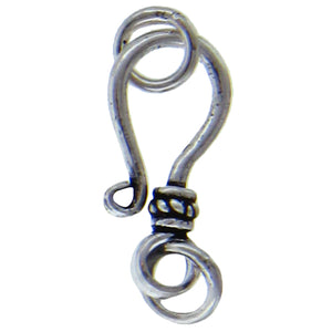 Sterling Silver Oxidized, 16.1mm Width by 3.5mm Length by 8.0mm Height, Fancy J Hook Clasp. Quantity Per Pack: 4 Pairs.