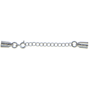 Sterling Silver, 4.2mm Width by 4.2mm Length by 9.6mm Height, Plain Cup with 38.0mm Chain & 4.9mm Spring Ring Clasp. Quantity Per Pack: 5 Pieces.