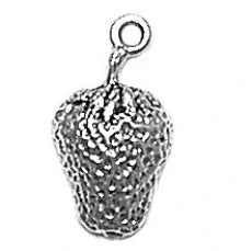 Charms. Sterling Silver, 9.4mm Width by 2.7mm Length by 16.3mm Height, Strawberry Charm. Quantity Per Pack: 1 Piece.