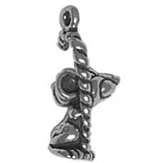 Charms. Sterling Silver, 9.7mm Width by 8.6mm Length by 19.4mm Height, Mouse With Candy Cane Charm. Quantity Per Pack: 1 Piece.