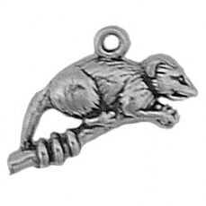 Charms. Sterling Silver, 21.7mm Width by 6.6mm Length by 12.8mm Height, Opossum Charm. Quantity Per Pack: 1 Piece.