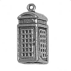 Charms. Sterling Silver, 8.8mm Width by 8.6mm Length by 21.1mm Height, Phone Booth Charm. Quantity Per Pack: 1 Piece.