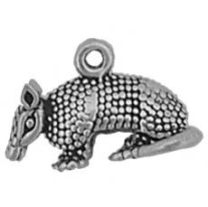 Charms. Sterling Silver, 18.3mm Width by 11.5mm Length by 11.3mm Height, Armadillo Charm. Quantity Per Pack: 1 Piece.