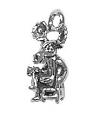 Charms. Sterling Silver, 7.8mm Width by 7.2mm Length by 15.1mm Height, Moose in Chair Charm. Quantity Per Pack: 1 Piece.