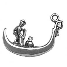 Charms. Sterling Silver, 19.9mm Width by 4.5mm Length by 15.1mm Height, Gondola Charm. Quantity Per Pack: 1 Piece.