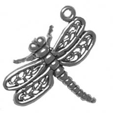 Charms. Sterling Silver, 2.2mm Width by 7.2mm Length by 21.0mm Height, Dragonfly Charm. Quantity Per Pack: 1 Piece.