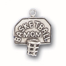 Charms. Sterling Silver, 16.6mm Width by 6.2mm Length by 20.1mm Height, Basketball Mom Charm. Quantity Per Pack: 1 Piece.