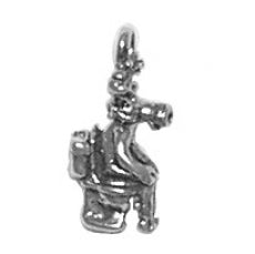 Charms. Sterling Silver, 7.2mm Width by 7.2mm Length by 14.6mm Height, Moose on Toilet Charm. Quantity Per Pack: 1 Piece.