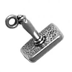 Charms. Sterling Silver, 10.5mm Width by 9.4mm Length by 11.8mm Height, "I Love You" Rubber Stamp Charm. Quantity Per Pack: 1 Piece.