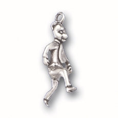 Charms. Sterling Silver, 12.7mm Width by 9.6mm Length by 22.1mm Height, Running Teddy Bear Charm. Quantity Per Pack: 1 Piece.