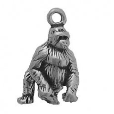 Charms. Sterling Silver, 8.7mm Width by 11.3mm Length by 17.5mm Height, Gorilla Charm. Quantity Per Pack: 1 Piece.