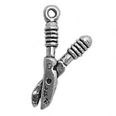 Charms. Sterling Silver, 11.7mm Width by 4.0mm Length by 21.1mm Height, Hedge Trimmers Charm. Quantity Per Pack: 1 Piece.