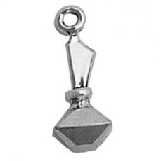 Charms. Sterling Silver, 8.4mm Width by 9.0mm Length by 21.3mm Height, Perfume Bottle Charm. Quantity Per Pack: 1 Piece.