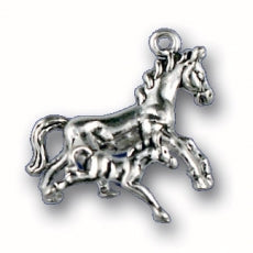 Charms. Sterling Silver, 22.2mm Width by 11.5mm Length by 18.0mm Height, Mare & Colt Charm. Quantity Per Pack: 1 Piece.