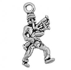 Charms. Sterling Silver, 7.7mm Width by 3.8mm Length by 13.7mm Height, Piper Piping Charm. Quantity Per Pack: 1 Piece.