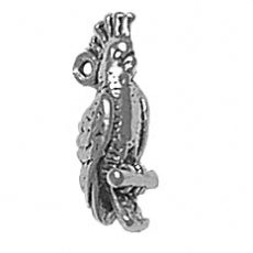 Charms. Sterling Silver, 6.2mm Width by 5.8mm Length by 17.9mm Height, Cockatoo Charm. Quantity Per Pack: 1 Piece.