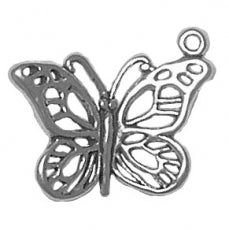 Charms. Sterling Silver, 23.5mm Width by 4.3mm Length by 18.9mm Height, Butterfly Charm. Quantity Per Pack: 1 Piece.