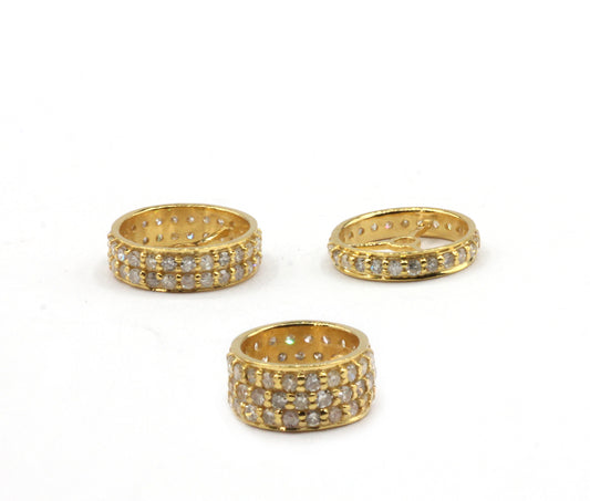 14K Gold 10 mm Round Tyre Pave Diamond Bead .14K Gold Diamond Beads Tyre, Genuine handmade pave diamond Beads.