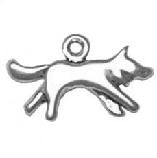 Charms. Sterling Silver, 17.6mm Width by 2.5mm Length by 10.7mm Height, Wolf Charm. Quantity Per Pack: 1 Piece.