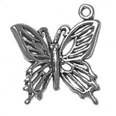 Charms. Sterling Silver, 20.4mm Width by 4.3mm Length by 22.0mm Height, Butterfly Charm. Quantity Per Pack: 1 Piece.