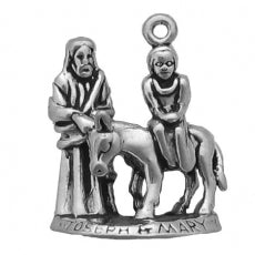 Charms. Sterling Silver, 18.9mm Width by 10.8mm Length by 22.0mm Height, Mary & Joseph Charm. Quantity Per Pack: 1 Piece.