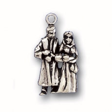 Charms. Sterling Silver, 12.5mm Width by 5.6mm Length by 22.2mm Height, Priest Baptising Baby Charm. Quantity Per Pack: 1 Piece.