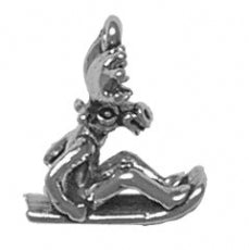 Charms. Sterling Silver, 13.1mm Width by 15.7mm Length by 17.7mm Height, Moose on Sled Charm. Quantity Per Pack: 1 Piece.