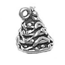 Charms. Sterling Silver, 7.5mm Width by 7.8mm Length by 10.0mm Height, Christmas Tree Charm. Quantity Per Pack: 1 Piece.