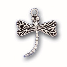 Charms. Sterling Silver, 18.8mm Width by 7.2mm Length by 20.9mm Height, Dragonfly Charm. Quantity Per Pack: 1 Piece.